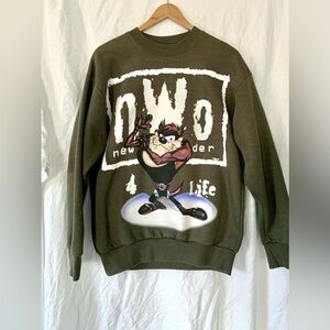 Vintage rare 2000 nWo TAZ Looney Tunes wrestling sweatshirt, adult small euc